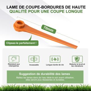 SUBZONAL-Lot de 100 lames de rechange PA6 RotorCut compatibles avec le Coupe-Bordures Gardena, Lame en plastique pour Gardena Coupe-Bordures sans Fil - Neuf