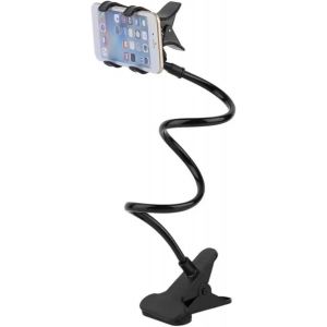 Vccvv-.- Support De Téléphone Réglable En Col De Cygne, Bras Articulé 360° Rotation/Support Universel Flexible À Double Pinces Pour Smartphone/Bureau, Lit - Couleur Noir - Neuf