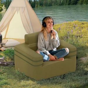 Costway Canapé Gonflable 1 Place En Tissu Oxford Avec Pompe À Air, Poche De Rangement Pour Intérieur Et Extérieur - Neuf