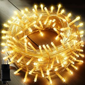 Exterieure Noël Sapin De Noël 200led 20m Intérieur Guirlande Led Electrique Sapin Decoration Noël 8 Modes Mémoire Blanc Chaud - Neuf