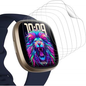 JGD-Protection &Eacute;cran Compatible avec Fitbit Versa 3/ Versa 4/ Sense 2/ Sense, 6 Pi&egrave;ces Soft TPU Verre, Haut D&eacute;finition, Sans Bulles, Screen Protector - Neuf
