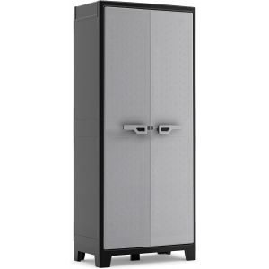SUBZONAL-Armoire Haute Titan - Armoire de Rangement en R&eacute;sine - &Eacute;tag&egrave;res Modulables, Pieds R&eacute;glables, Charni&egrave;res M&eacute;talliques - Cuisine, Garage, Atelier, Placard - 80 x 44 x 182cm - Noir/Gris - Neuf