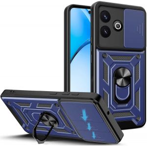 Kal-Coque Compatible Avec Zte Blade A75 4g (6.6") Pc Dur Et Tpu Silicone Housse Couverture Avec 360°Degrés Support Rotatif Étui Case Cover Bleu - Neuf