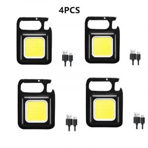 Hutp-Mini Lampe De Poche Portable Cob,Porte-Clés Multifonctionnel,Lampes De Camping Led,Chargement Usb,Lampes De Travail,Lanterne De Pêche,800lm-4pcs - Neuf