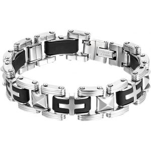 Kal-Bracelet De Motard En Acier Inoxydable Pour Homme - Neuf