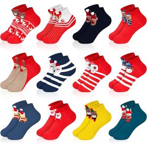JGD-12 Paires Chaussettes De No&euml;l, Fantaisie Chaussette de No&euml;l, Coton Respirant Chaussettes Noel Femme Homme 36-41, pour No&euml;l, Anniversaires et Calendrier de L'avent - Neuf