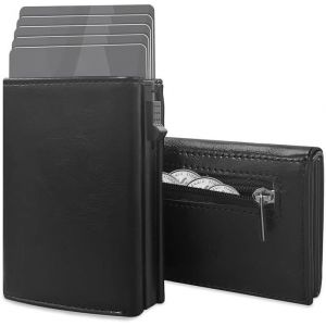 TRAHOO-Portefeuille Homme, Wallet Boucle magn&eacute;tique avec Fonction antivol RFID, avec 6-7 Porte Feuille + Fente pour Billets + Porte Monnaie + 3 Compartiments ind&eacute;pendants Porte Carte/Cuir PU,Noir - Neuf