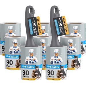 MEVRONISSHOP-Rouleau Poils Animaux Extra Collant, Rouleau Adhesif V&ecirc;tement, Brosse Adhesive pour Poils Cheveux, Total 720 Feuilles Faciles &agrave; D&eacute;chirer - Neuf