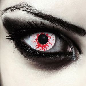 Kgabery-Lentilles De Couleur Blanc Sang Pour Halloween Costume De Zombie, 1 Paire (2 Pcs), Sans Correction + Étui À Lentilles ""Blood Splash - Neuf