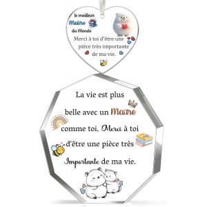 ERSHI-Maître Cadeaux Hommes 2PC Ensemble Plaque Acrylique Nonagone C?ur Ornement Suspendu Journée De L'Enseignant Anniversaire Maî[2628] - Neuf