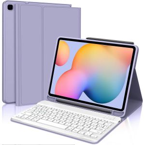 Coque Clavier Pour Samsung Tab S6 Lite 2024/2022 10.4"", Azerty Français Clavier Bluetooth Détachable Pour Samsung Galaxy Tab S6 Lite 10.4"" 2024, Violet - Neuf