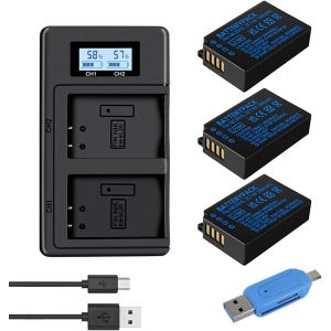 3 Pack EN-EL20 7.4V 1280mAh Battery and LCD Charger for Nikon Coolpix P950, Coolpix P1000, Coolpix A, Nikon 1 AW1, Nikon 1 J1, Nikon 1 J2, Nikon 1 J3, Nikon 1 S1, Nikon 1 V3 - Neuf