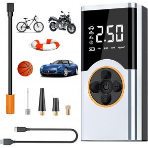 Gonfleur pneus Voiture sans Fil, 150PSI Compresseur à Air Portatif, 4000mAh Mini compresseur Voiture Portable, Affichage Numérique et Lumière LED pour Vélos Voitures Motos - Neuf