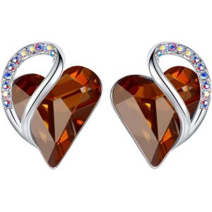 Infini Amour C?Ur Boucles D'oreilles Femme Argent, Boucle D'oreille Femme Avec Cristaux De Gu&eacute;rison, Sans Allergie Bijoux Femme Avec Coffret Cadeau - Neuf