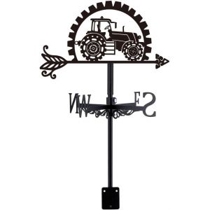 Nouvelhorizonstore-Girouette Tracteur Engrenages D&eacute;cor Ferme M&eacute;tal Pour Jardin Grange Toit D&eacute;coration Ext&eacute;rieure Noire Cadeaux Agriculteur - Neuf