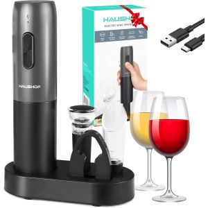 Nouvelhorizonstore-Tire-Bouchon &Eacute;lectrique Rechargeable, Coffret Cadeau 6-En-1 Avec Coupe-Feuille, Verseur, Bouchon Sous Vide, Support De Charge Et C&acirc;ble Usb, Id&eacute;al Pour Vin, Maison, F&ecirc;te, Bar, Resta - Neuf