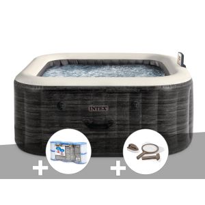 Kit spa gonflable Intex PureSpa Ardoise carr&eacute; Bulles 6 places + 6 filtres + Kit d'entretien - Neuf