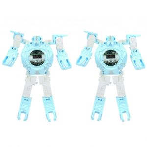 Montre-Bracelet Electronique Deformee Et Transformable En Robot, Jouet Educatif, Cadeau Pour Enfant, Bleu - Neuf