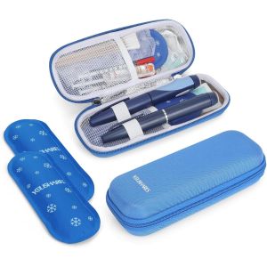 KALANKA-Pochette Isotherme Insuline avec Poche Glacière à Insuline - Trousse Isotherme Insuline, Sac Isotherme Insuline Medicament Voyage, Pochette Stylo Insuline, Seringue, Approuvés par TSA, Bleu - Neuf