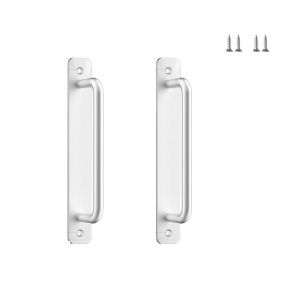 Lot de 2 poignées de porte coulissantes argentées de 180 mm, en alliage d'aluminium, robustes, pour porte intérieure et extérieure, grange, armoire, placard, chambre, avec 2 vis - Neuf