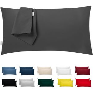 Kalanka-Taie D'oreiller 40x80 Coton Satin Premium Lot De 2 Housse Coussin Pour Coussins Canap&eacute;/Lit Tissu Super Doux Resistant Et Lavable Hypoallerg&eacute;nique Anti-Acariens Avec Fermeture &Eacute;clair Invisible - Neuf