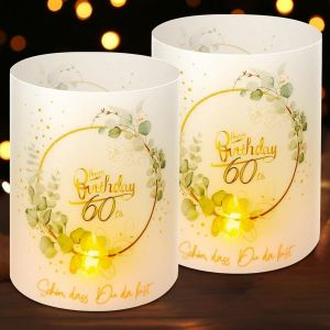 12 Photophore Décoration De Table 60e Anniversaire,Décoration 60e Anniversaire Femme Homme, 60 Ans Happy Birthday Décoration De Table, Convient Pour Bougies Chauffe-Plat Ou Bougies - Neuf