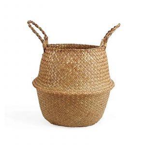 Tissé Planteur Pliable tissé à la main en Osier Panier en jonc de mer D/M 27cmX24cm Pot Jardinière Panier à linge - Neuf