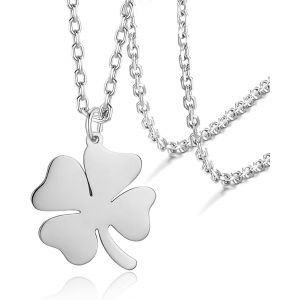 Kal-Collier Tr&egrave;fle Pour Femme En Acier Inoxydable Quatre Feuilles Tr&egrave;fle Collier Dainty Chanceux Tr&egrave;fle Pendentif Collier &Agrave; La Mode Mignon Femmes Bijoux Cadeau - Neuf