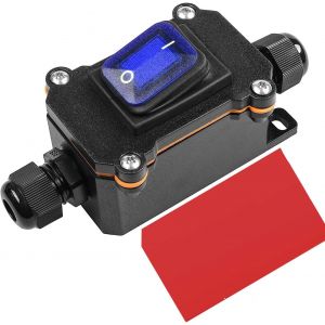 Commutateur de Cordon en Ligne Interrupteur à Bascule étanche DPST 20A-12VDC/16A-24VDC/20A-125VAC/16A-250VAC IP66 Boîte étanche à Double Trou Ouvert Entrée Bilatérale (LED Bleu) - Neuf