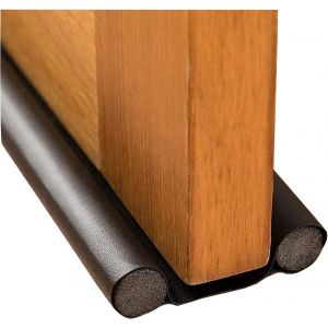 Butée de porte double flexible, 93 cm, avec isolation phonique, anti-poussière, isolante, pour porte et fenêtre - Noir - Neuf