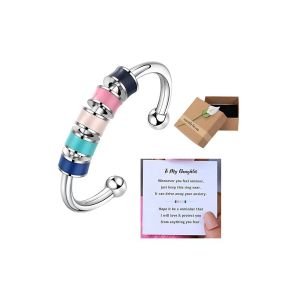 Bague Anti-Stress Ajustable Avec Perles Color&eacute;es Et Carte De Message Pour Soulager L'anxi&eacute;t&eacute; - Neuf
