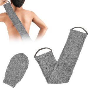 Brosse Exfoliante pour le Dos,Fibre de Bambou Massage à Brosse à Dos avec Gant,Sangle Lave Dorsale de Douche pour Corps,Luffa Sangle de Bain pour Hommes et Femmes Nettoen Profondeur - Neuf
