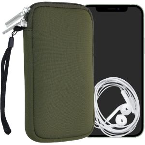 KAL-Housse Universelle Smartphone - Pochette De Protection 16,5 X 8,9 Cm Pour Téléphone Portable L - 6,5"" En Néoprène Vert Olive - Neuf