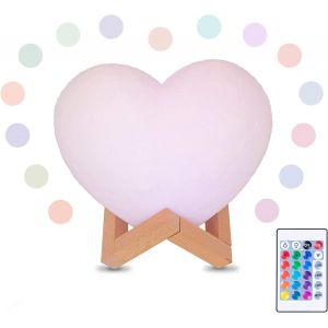 Kuwl-Lampe Led En Forme De Coeur, Impression 3d, Dimmable 16 Couleurs, Télécommande Et Interrupteur Tactile, Usb Rechargeable, Lampe De Nuit Pour Chambre Salon Café Noël - Neuf