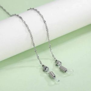 Teamer Chaine Lunettes Femmes Chaîne De Boîte De Perles En Acier Inoxydable Pour Lunettes Hommes Plaqué Or Femmes Suspendus Cou Lunettes De Soleil Chaîne Sangles Lanière Cordons De Lunettes--Water-Wave Steel - Neuf