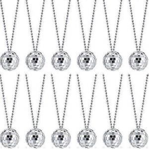 Lot De 12 Colliers Fantaisie Boule Disco Argentée Effet Miroir, 4 Cm (1,57 Pouce), Pour Fêtes Et Accessoires. Finition Miroir Argentée. - Neuf