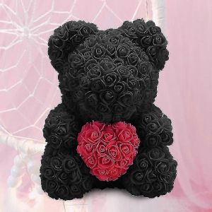 Rose Cadeau Ours Avec Bord de Dentelle Fait &agrave; la main Ours en peluche Fleur Ours Rose Ours en peluche - Neuf