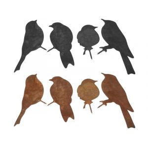 Ensemble de 8 silhouettes d'oiseaux en m&eacute;tal pour d&eacute;coration de jardin : colibri, corbeau, colombe, m&eacute;sange &iquest; Ornements d'ext&eacute;rieur en fer - Neuf