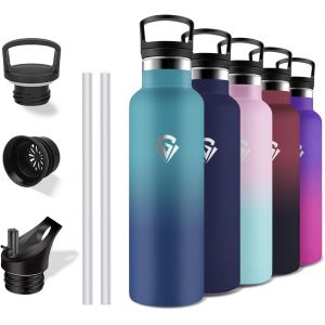Gourde Isotherme 750ml, Sans Bpa, Bouteille Isotherme, Gourde Avec Paille, Anti Fuite, Gourde Inox, Acier Inoxydable 18/8, Double Isolation, Pour Bureau, Randonnée, Camping, Aptitude, Voyage - Neuf