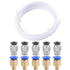 5 Mètres 3D Imprimante PTFE Téflon Tube,avec 5 Pièces PC4-M6 Pneumatique Connecteur et 5 Pièces PC4-M10 Pneumatique Connecteur - Neuf