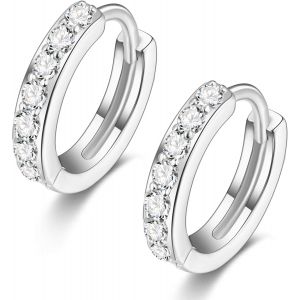 Chenquansarl-Boucles D'oreilles Créoles À Charnière En Argent 925 Pour Cartilage Supérieur De L'oreille Femme Homme Petite Creoles En Zirconium Mini Boucle D'oreille Dormeuses 5mm 7mm 8mm 11mm - Neuf