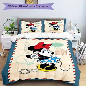 Housse De Couette Imprimee Motif Timbre Vintage Enveloppe Minnie Cadeau D'anniversaire Créatif Decoration De Noël Ambiance De Noël Halloween Thanksgiving Cadeau De Vacances ( - Neuf