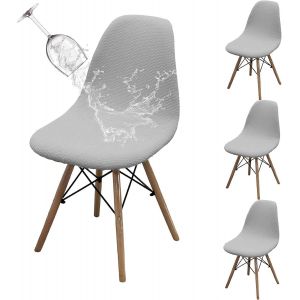 Eryi-Housse De Chaise De Salle À Manger Imperméable 4pcs, Chaise De Cuisine Extensible, Couvre Chaise Moderne Lavable,Décor De Cuisine Maison (Gris Clair) - Neuf