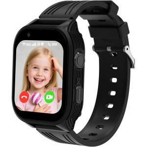 Montre Connectée Enfant 4g, Montre Intelligente Gps Pour Fille Garçon Avec Wifi Appel Vidéo Chat Familial Sos Caméra Étanche Mode Classe, Smartwatch Téléphone Enfants Cadeau Pour 4-12 Ans (Noir) - Neuf