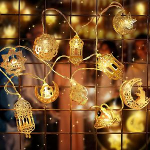 Kal-Ramadan Guirlande Lumineuse 10 Led 2m, Décorations De L'aïd Al-Fitr, Guirlande Lumineuse Eid Al-Fitr Mubarak Lumières Décoratives Pour Ramadan Décoration - Neuf