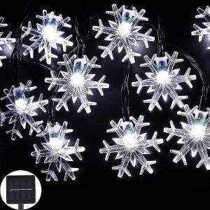 D&eacute;cor de No&euml;l Solaire Flocon de Neige Guirlande Lumineuse 20led Lumi&egrave;re de D&eacute;coration de No&euml;l - Neuf