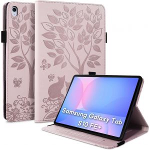 Coque Pour Samsung Galaxy Tab S10 Plus 2025 (13.1 Pouces) Étui En Cuir Pu Housse De Protection Avec Porte-Stylo Et Support Tablette Case Pour Galaxy Tab S10 Fe+((Sm-X620/X626b)-Rose - Neuf