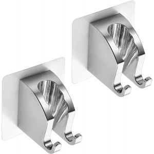 2 Pi&egrave;ces Supports Pommeau de Douche,Shower Head Holders,Support Pommeau de Douche Sans Percage,Design Double Crochet - Angle R&eacute;glable &agrave; 45&deg;,&Eacute;tanche, Chrom&eacute; - Neuf