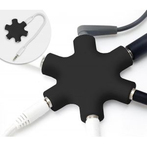 Audio Splitter 5 Ports-3.5 Mm Aux Splitter Converter Star Sharing Earphone & Cables For Smartphone,Laptop,Pc-Black - Neuf