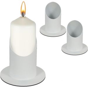 KALANKA-Lot de 2 bougeoirs pour bougies de communion, 4 cm, blancs, en métal, bougeoirs pour bougies à tige et bougies de table, bougeoirs de baptême, bougies piliers, bougies de table - Neuf